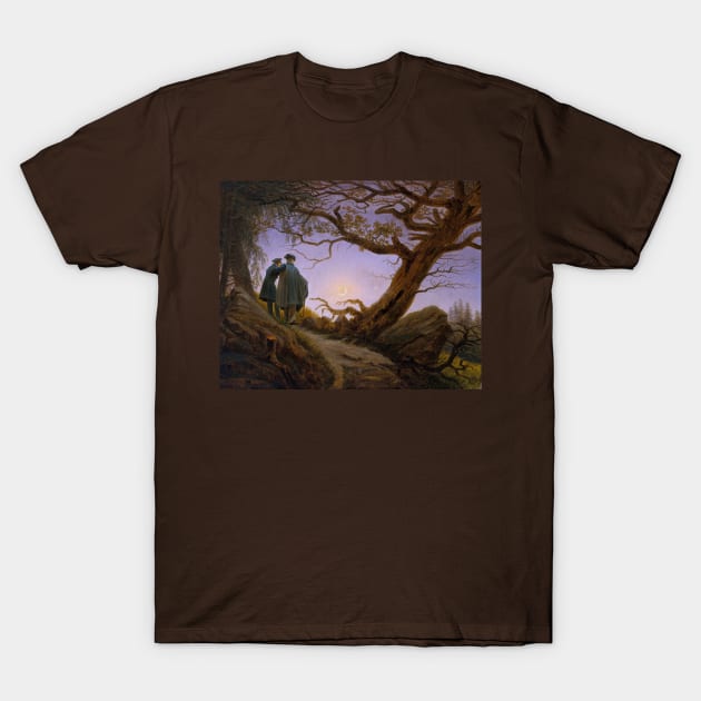 Two Men Contemplating the Moon T-Shirt by UndiscoveredWonders